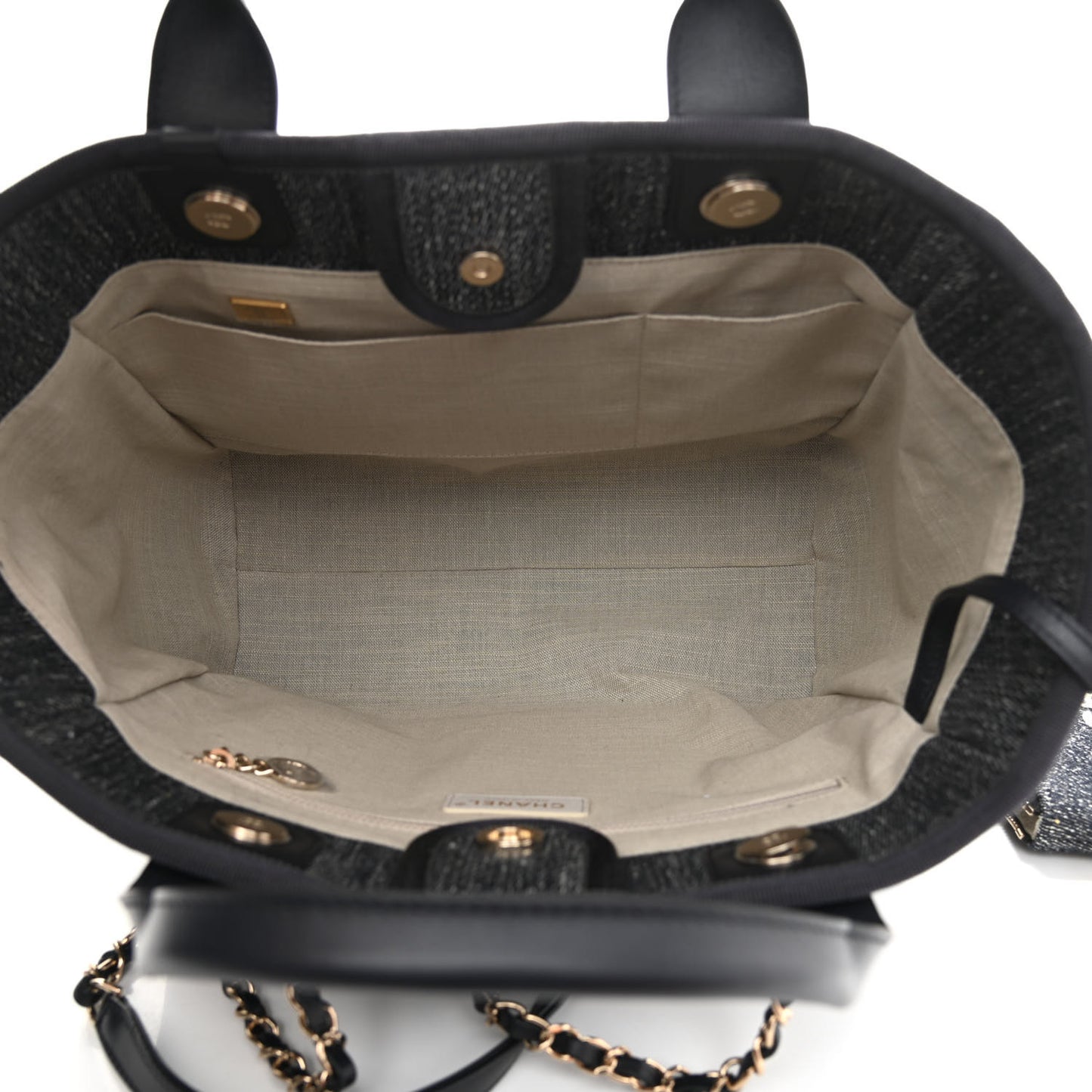 Denim Small Deauville Tote Dark Blue White