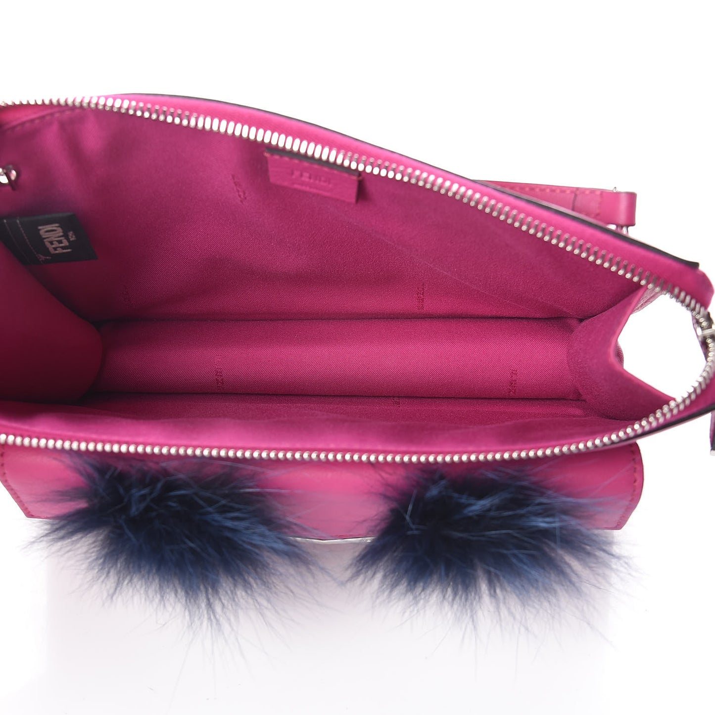 Vitello Dolce Fox Fur Monster Eyes Mini 2Jours Pouch Magenta