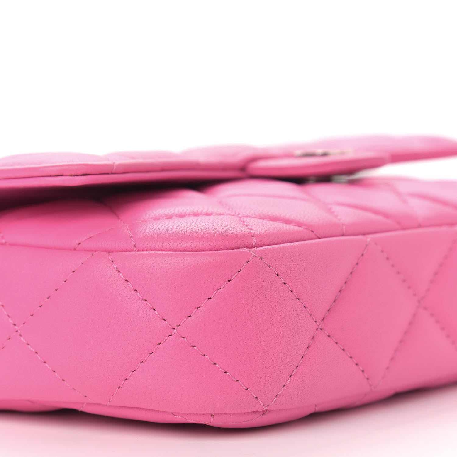 Chanel Lambskin Quilted Flap Phone Holder With Chain Neon Pink 12 of 14