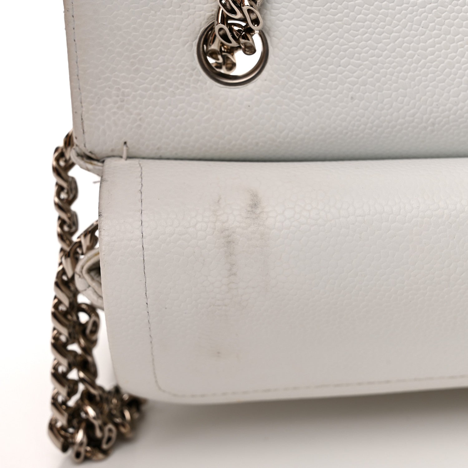 Chanel Caviar Quilted Medium Double Flap Bijoux Chain White 15 of 21