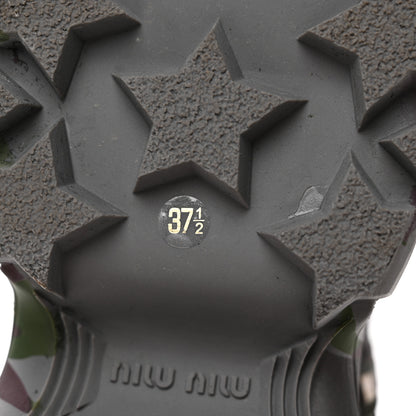 Miu Miu Crackled Calfskin Camo Print Womens Wedge Platform Combat Boots 37.5 Multicolor 7 of 14