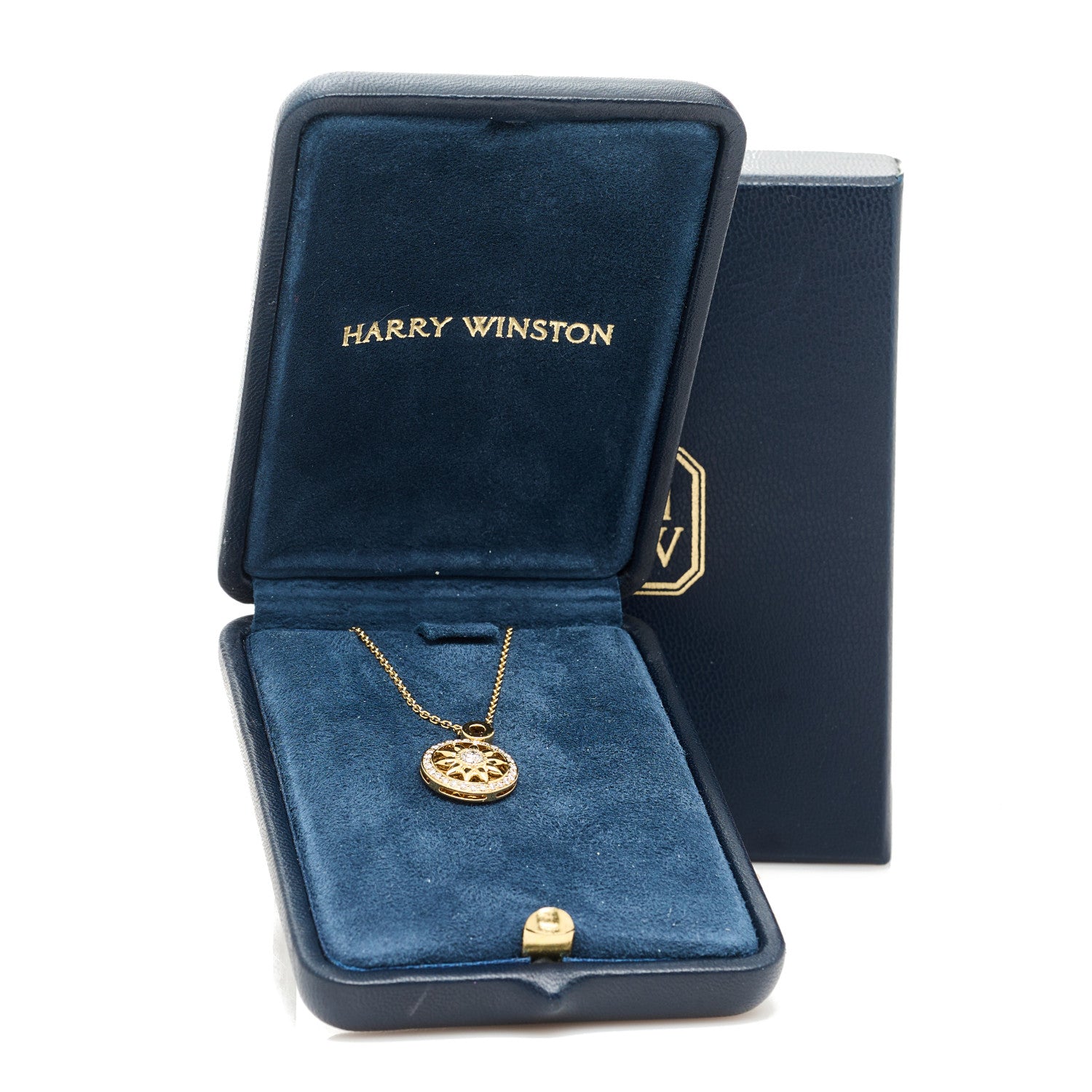 Harry Winston 18K Yellow Gold Diamond Winston Gates Pendant Necklace 6 of 6