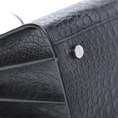 Saint Laurent Calfskin Crocodile Embossed Small Sac de Jour Black 11 of 12