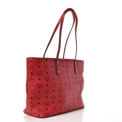 MCM Visetos Medium Anya Shopping Tote Red 3 of 12