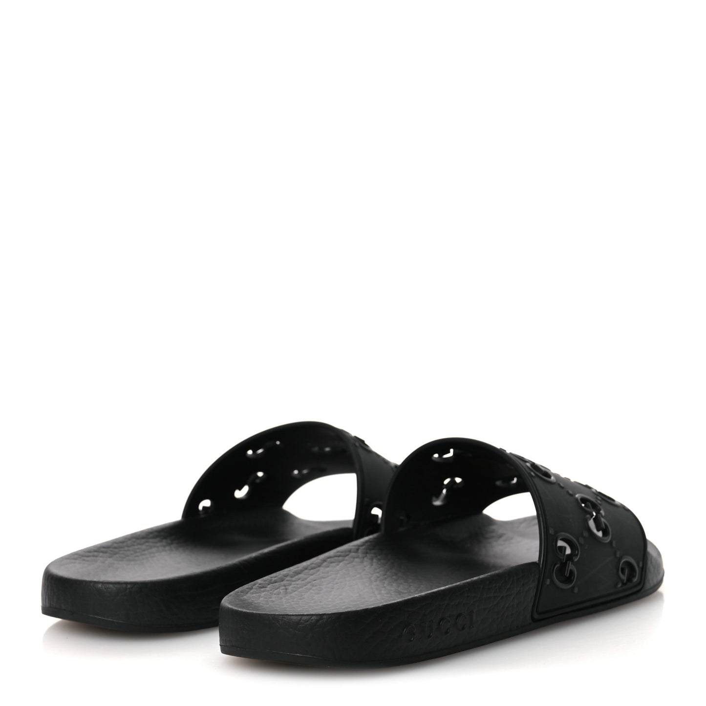 Rubber GG Monogram Perforated Womens Slide Sandals 39 Black