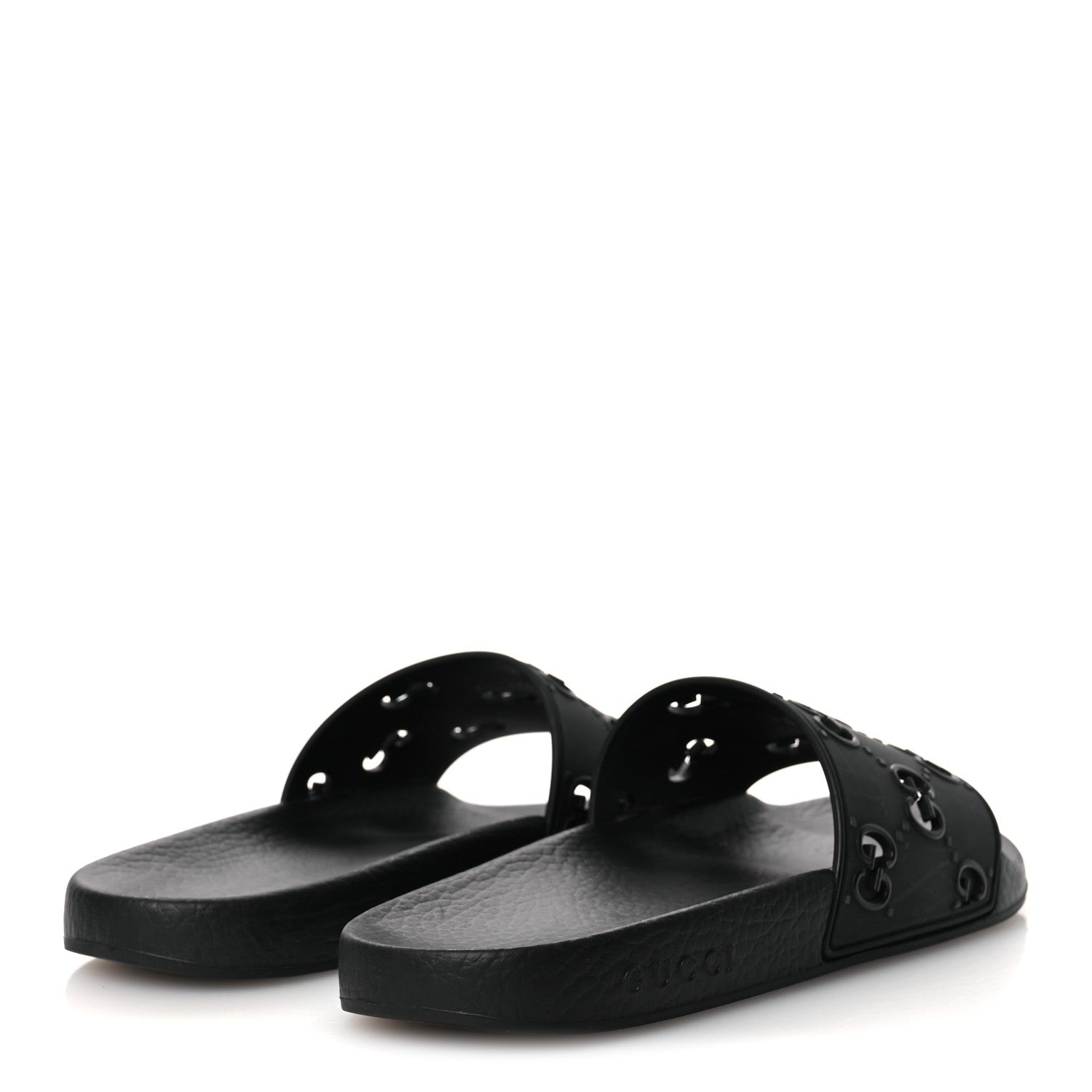 Gucci Rubber GG Monogram Perforated Womens Slide Sandals 39 Black 5 of 13