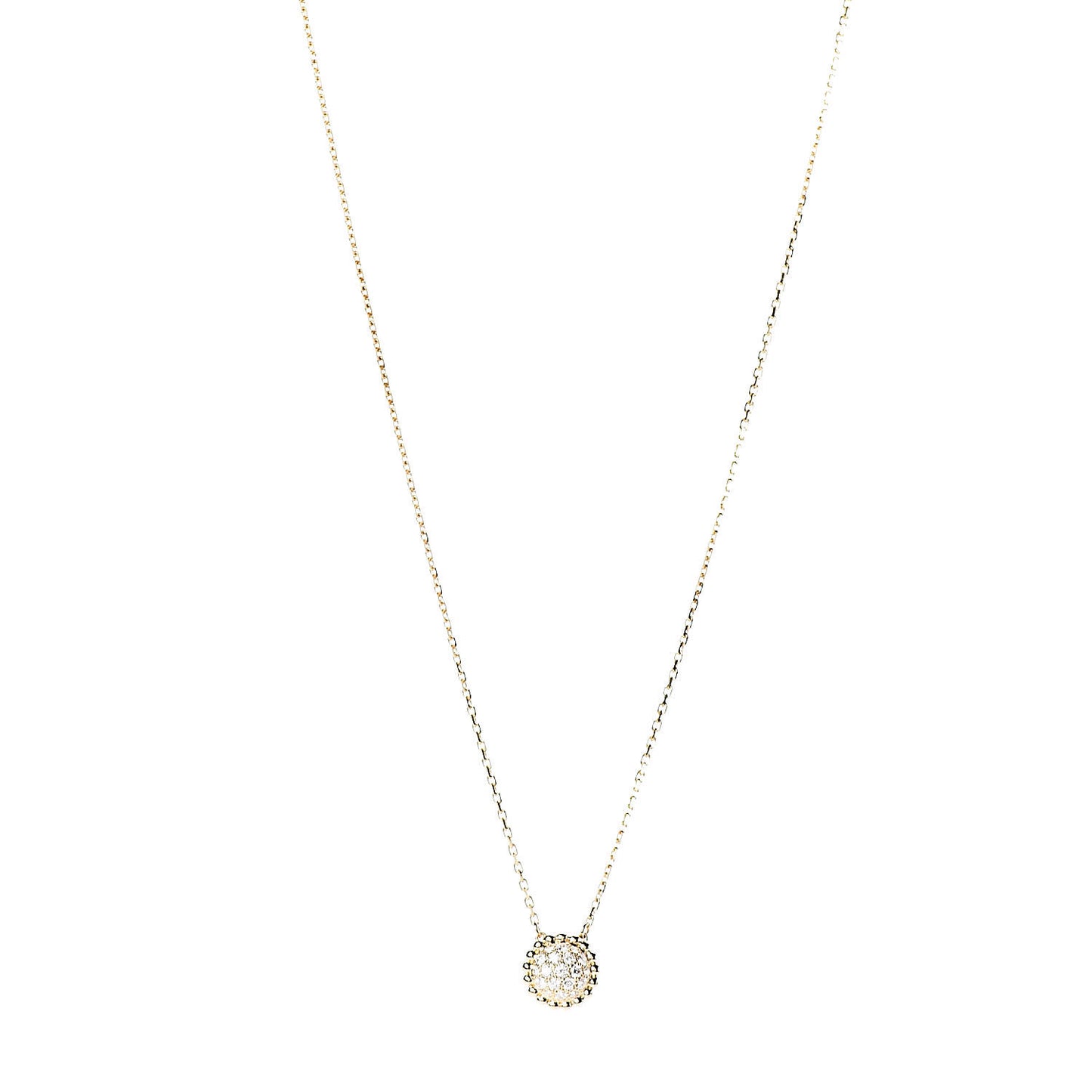 18K Yellow Gold Diamond Perlee Pendant Necklace