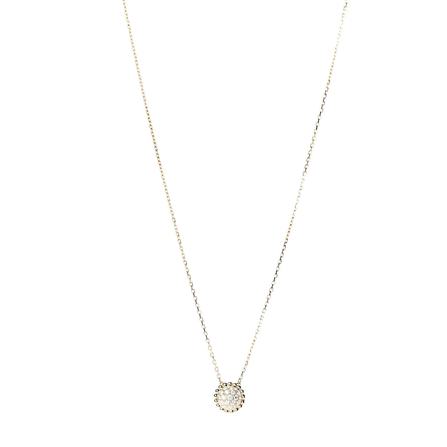Van Cleef & Arpels 18K Yellow Gold Diamond Perlee Pendant Necklace 1 of 6