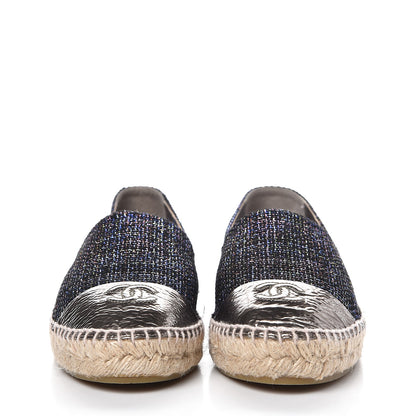 Chanel Tweed Patent Goatskin CC Espadrilles 40 Black 2 of 10