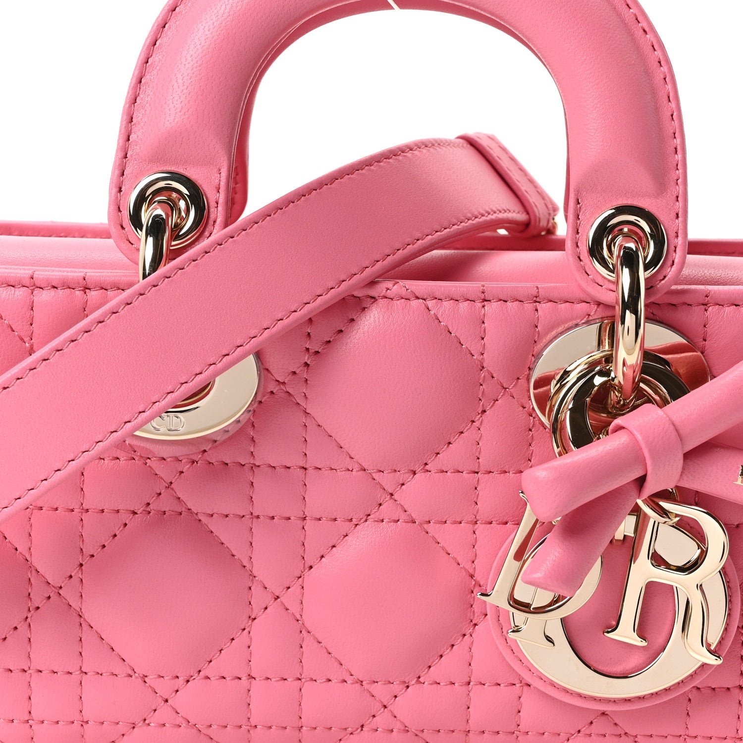 Christian Dior Lambskin Cannage Mini Lady D-Joy Fraise 7 of 9