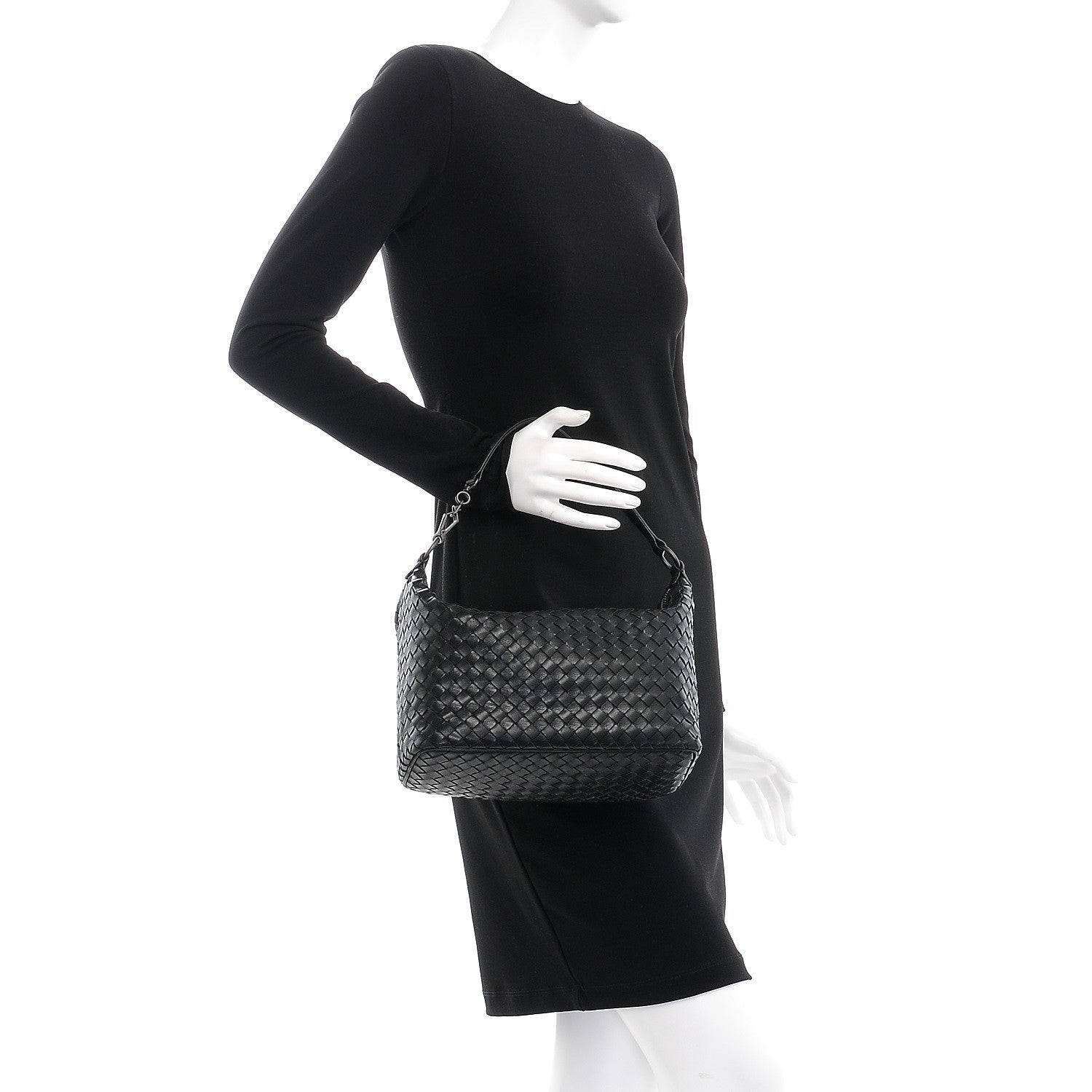 Bottega Veneta Nappa Intrecciato Small Shoulder Bag Nero Black 2 of 7