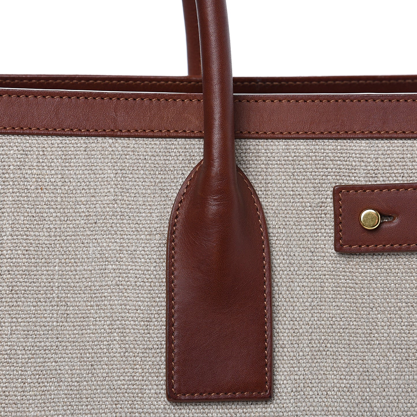 Linen Calfskin Medium Souple Sac De Jour Cognac