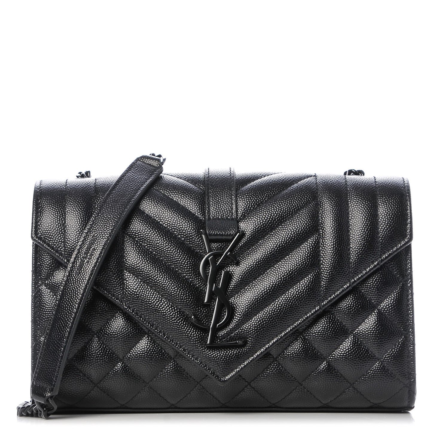 Grain De Poudre Textured Mixed Matelasse Triquilt Small Monogram Satchel Black