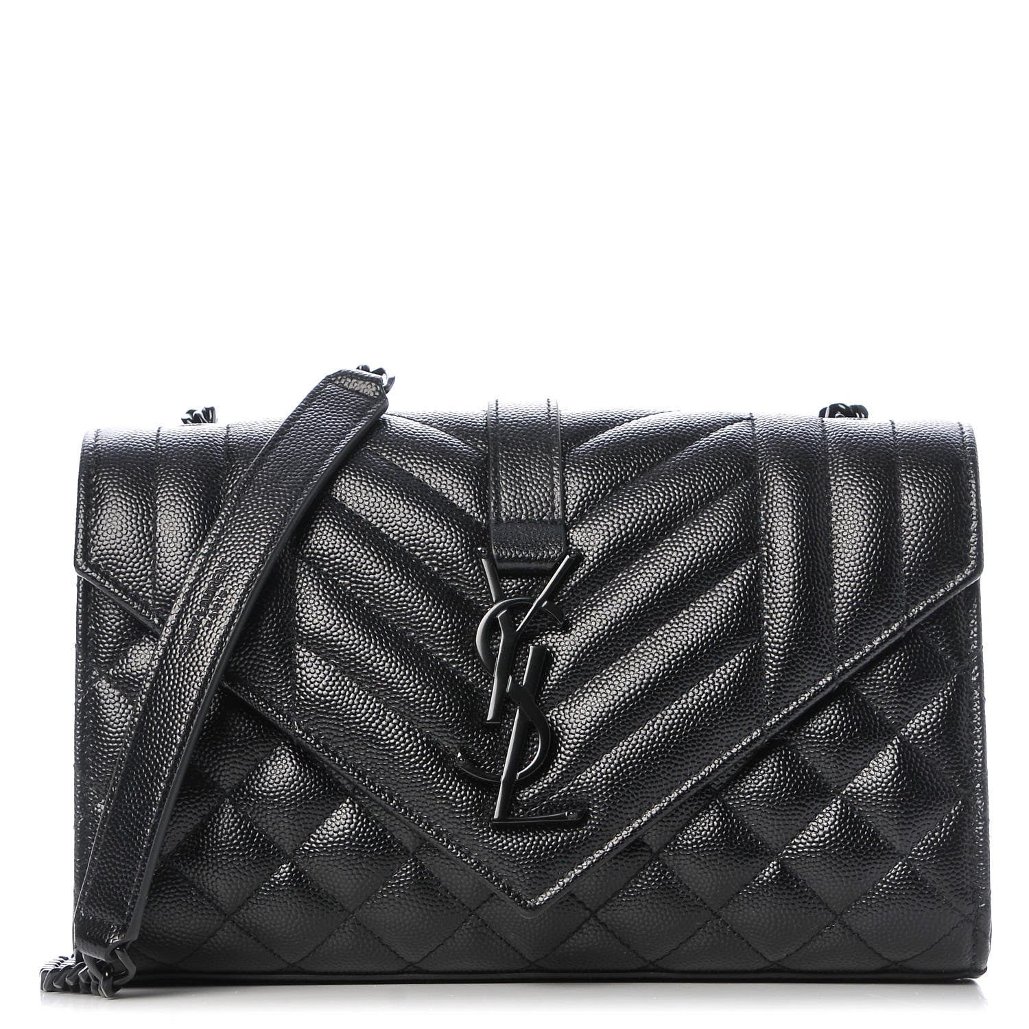 Saint Laurent Grain De Poudre Textured Mixed Matelasse Triquilt Small Monogram Satchel Black 1 of 6
