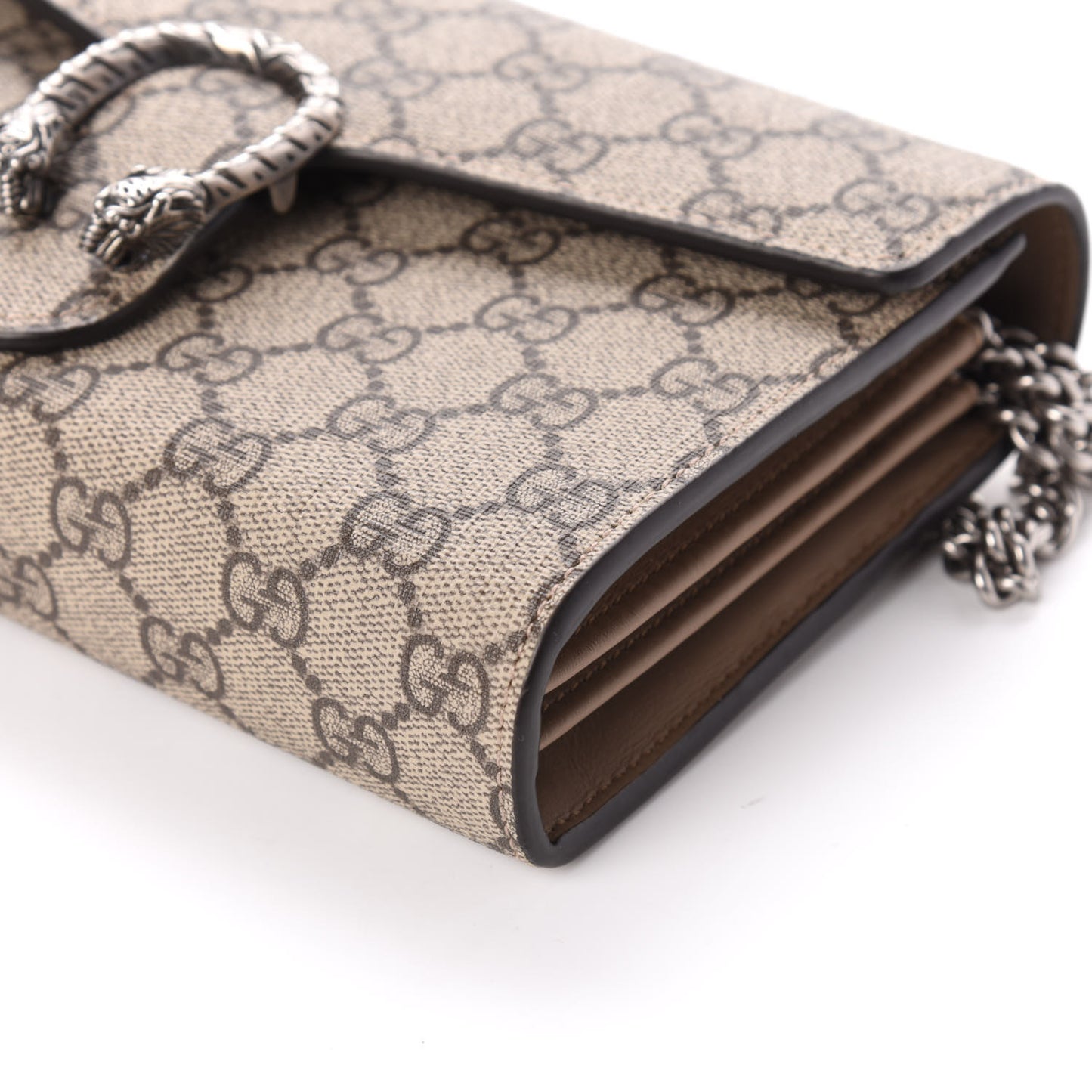 GG Supreme Monogram Mini Dionysus Chain Wallet Beige Taupe