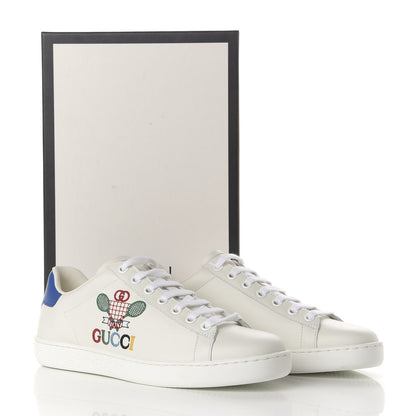 Gucci Calfskin Miro Soft Tennis Embroidered Womens Ace Sneakers 36.5 White Rio Blue 10 of 10