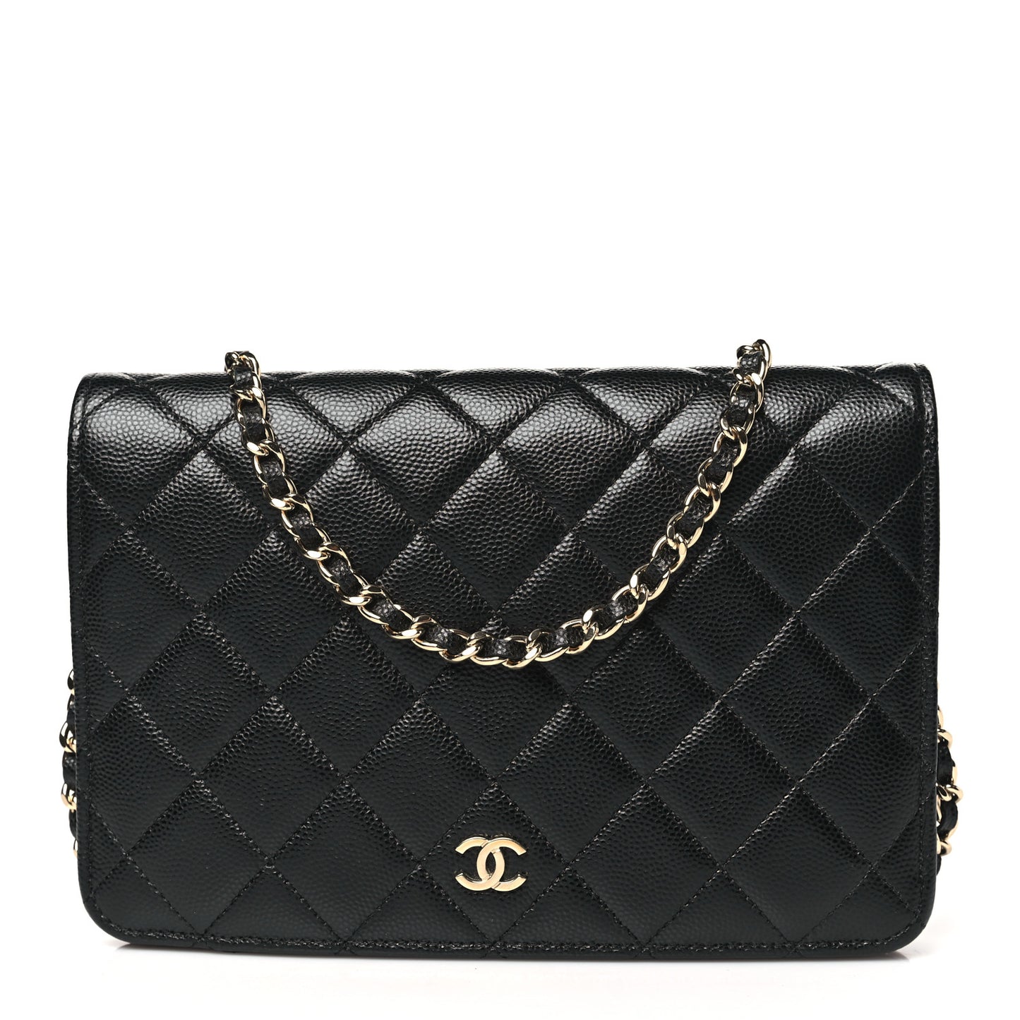 Caviar Quilted Clutch With Chain Black