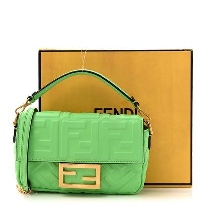 Fendi Nappa FF 1974 Embossed Mini Baguette Edamame 11 of 11