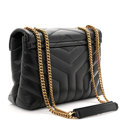 Saint Laurent Calfskin Y Quilted Monogram Small Loulou Chain Satchel Black 3 of 10
