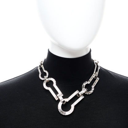 Louis Vuitton Crystal Baguette Serrure Chain Necklace  Silver 2 of 5