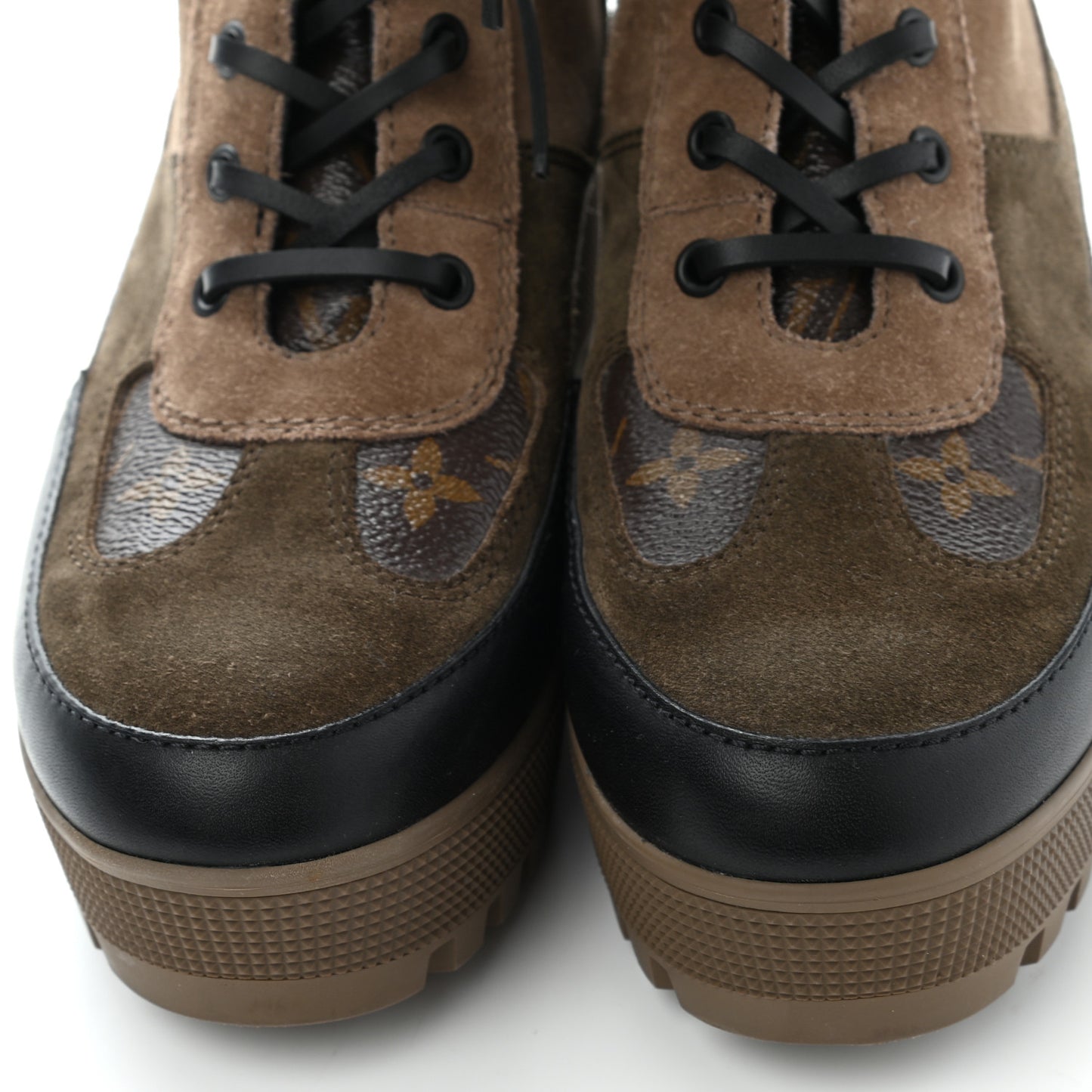 Suede Calfskin Monogram Laureate Platform Desert Boots 40 Taupe