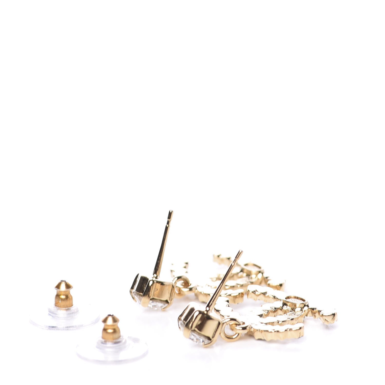 Chanel Resin Crystal Pearl CC Drop Earrings Gold Black 3 of 5