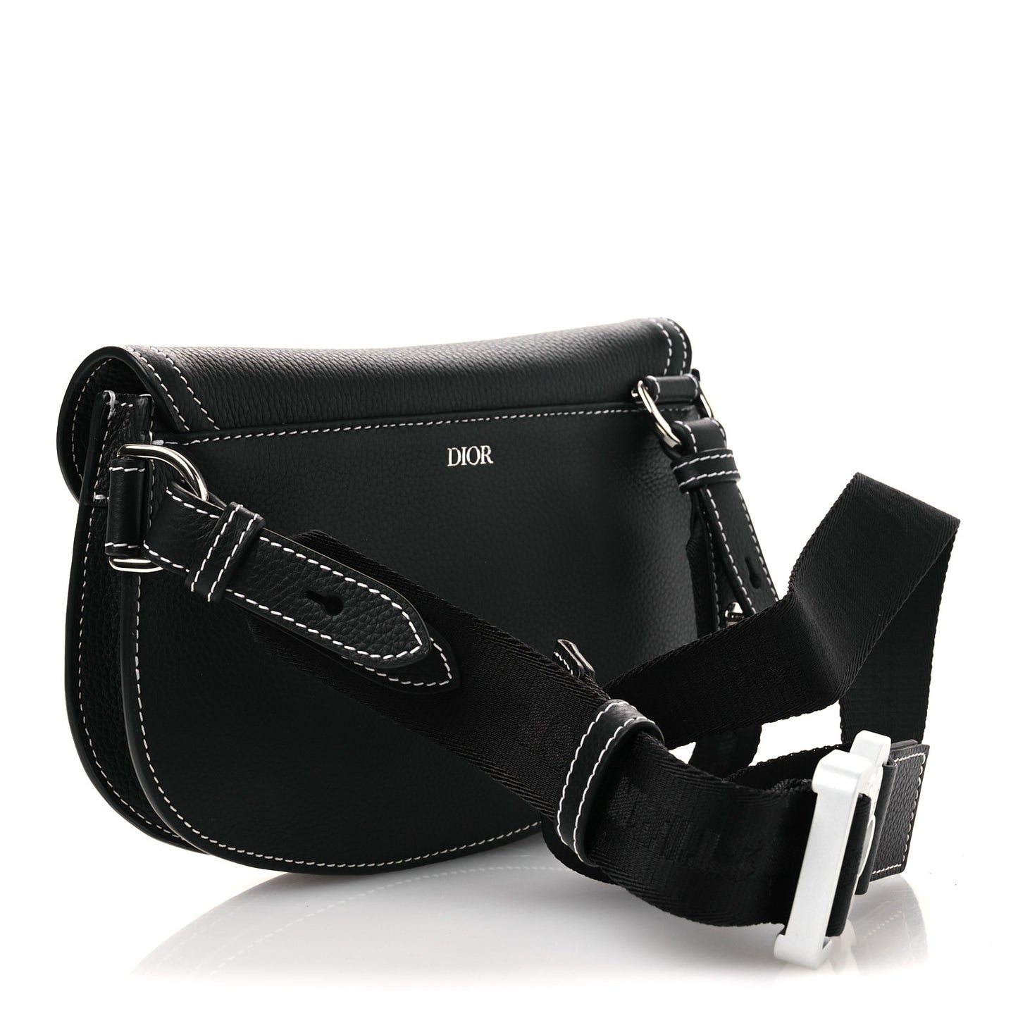 X KAWS Grained Calfskin Saddle Pouch Black