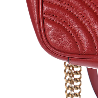 Gucci Calfskin Matelasse Mini GG Marmont Shoulder Bag Hibiscus Red 16 of 19