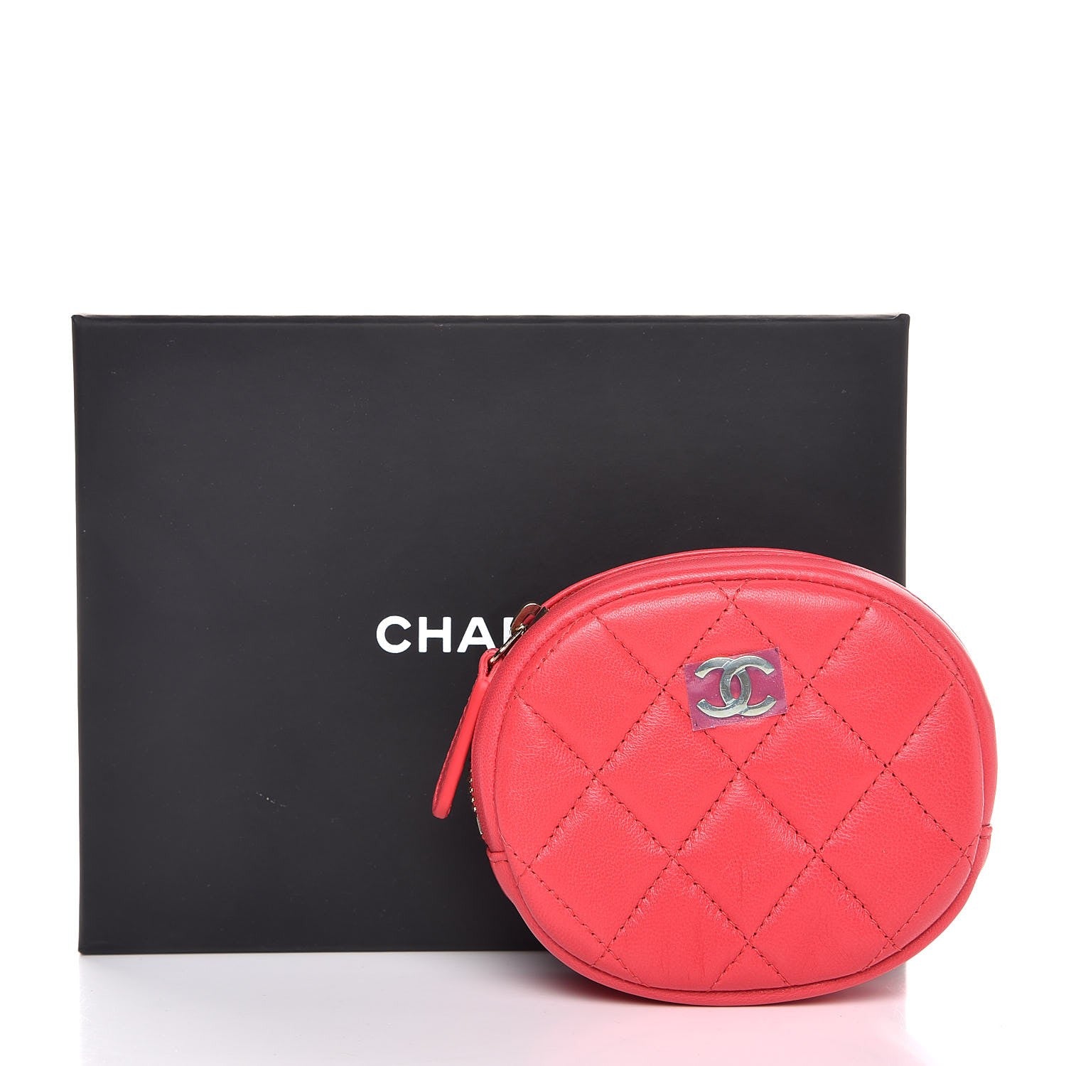 Chanel Lambskin Quilted Zip Around Classic Coin Purse Light Red 8 of 8