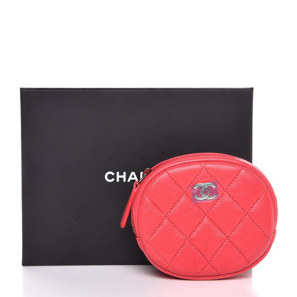 Chanel Lambskin Quilted Zip Around Classic Coin Purse Light Red 8 of 8