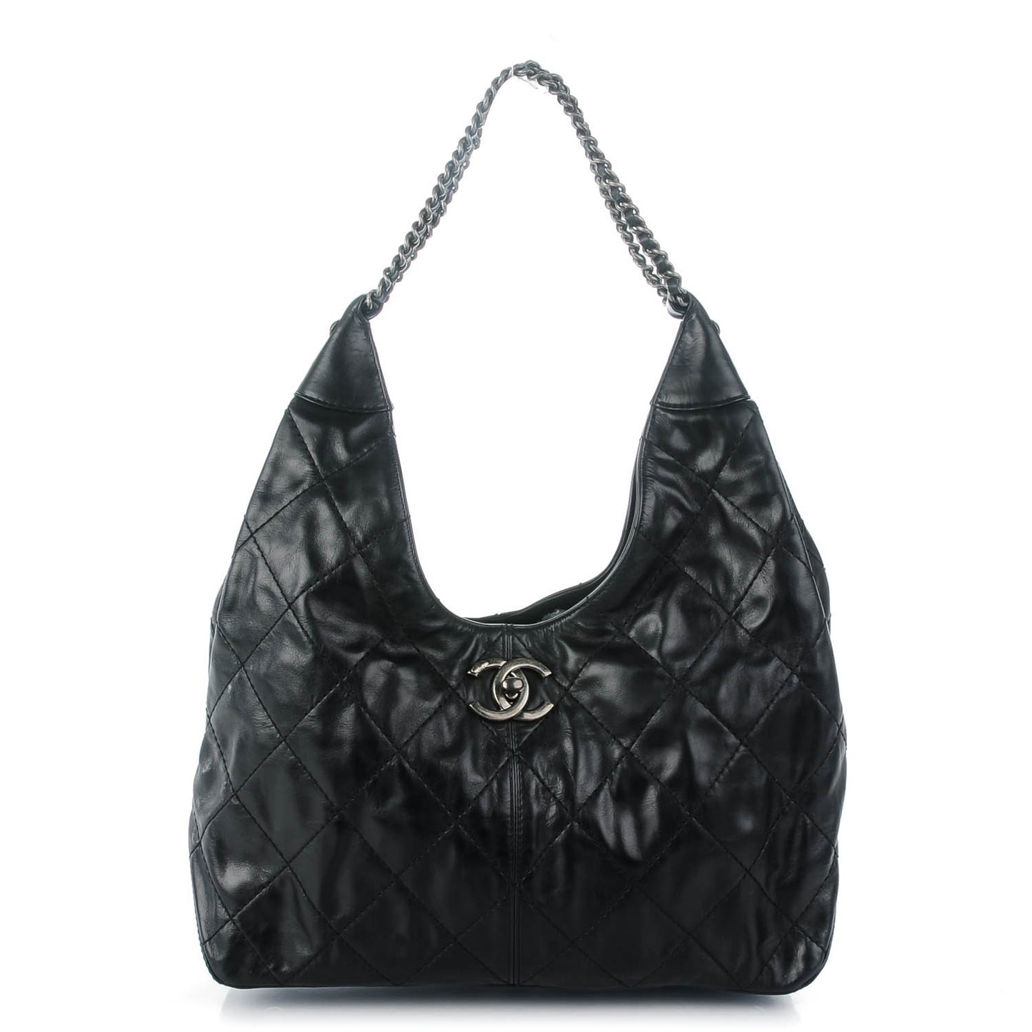 Calfskin Quilted Coco Supple Hobo Black