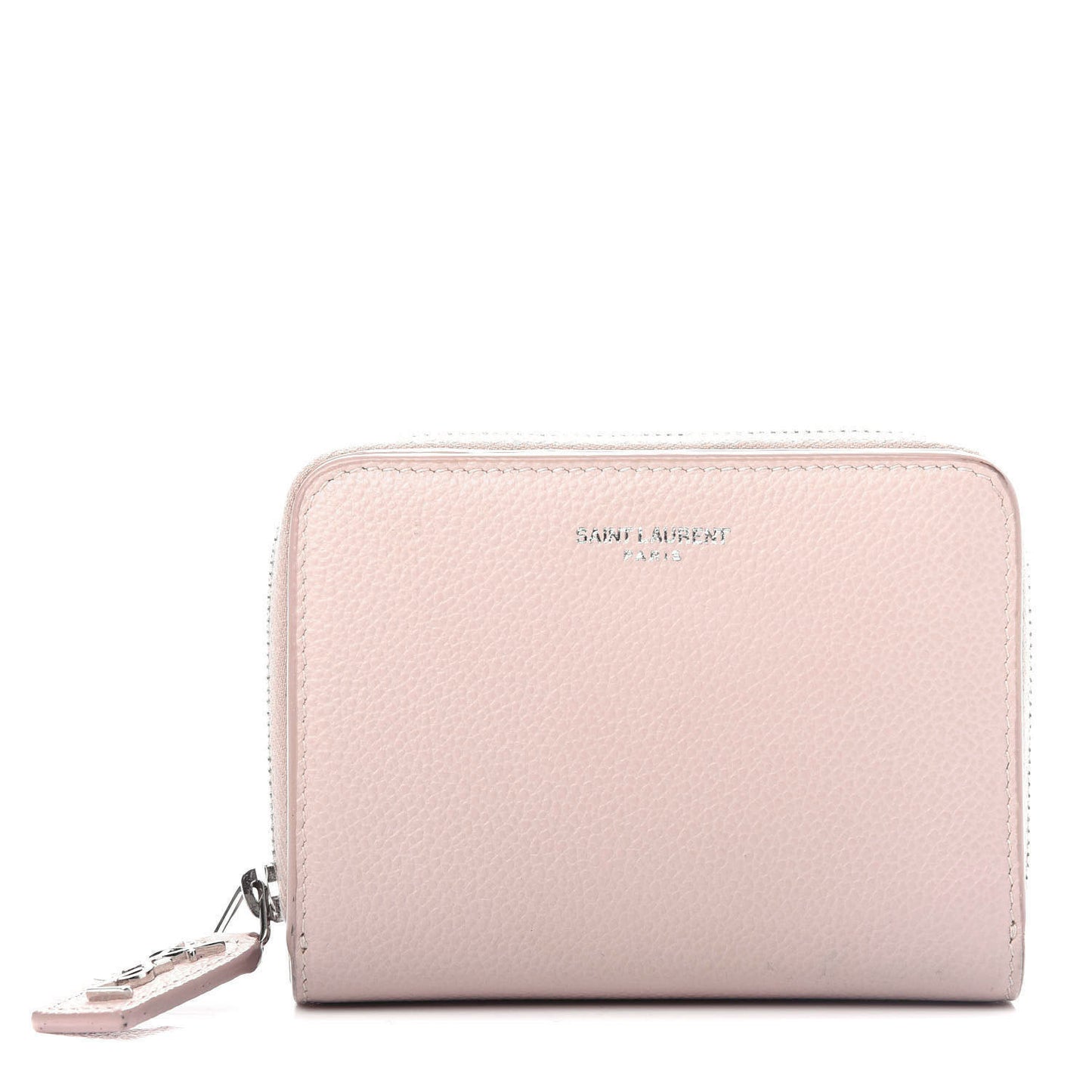 Grained Calfskin Rive Gauche Compact Zip Around Wallet Pink
