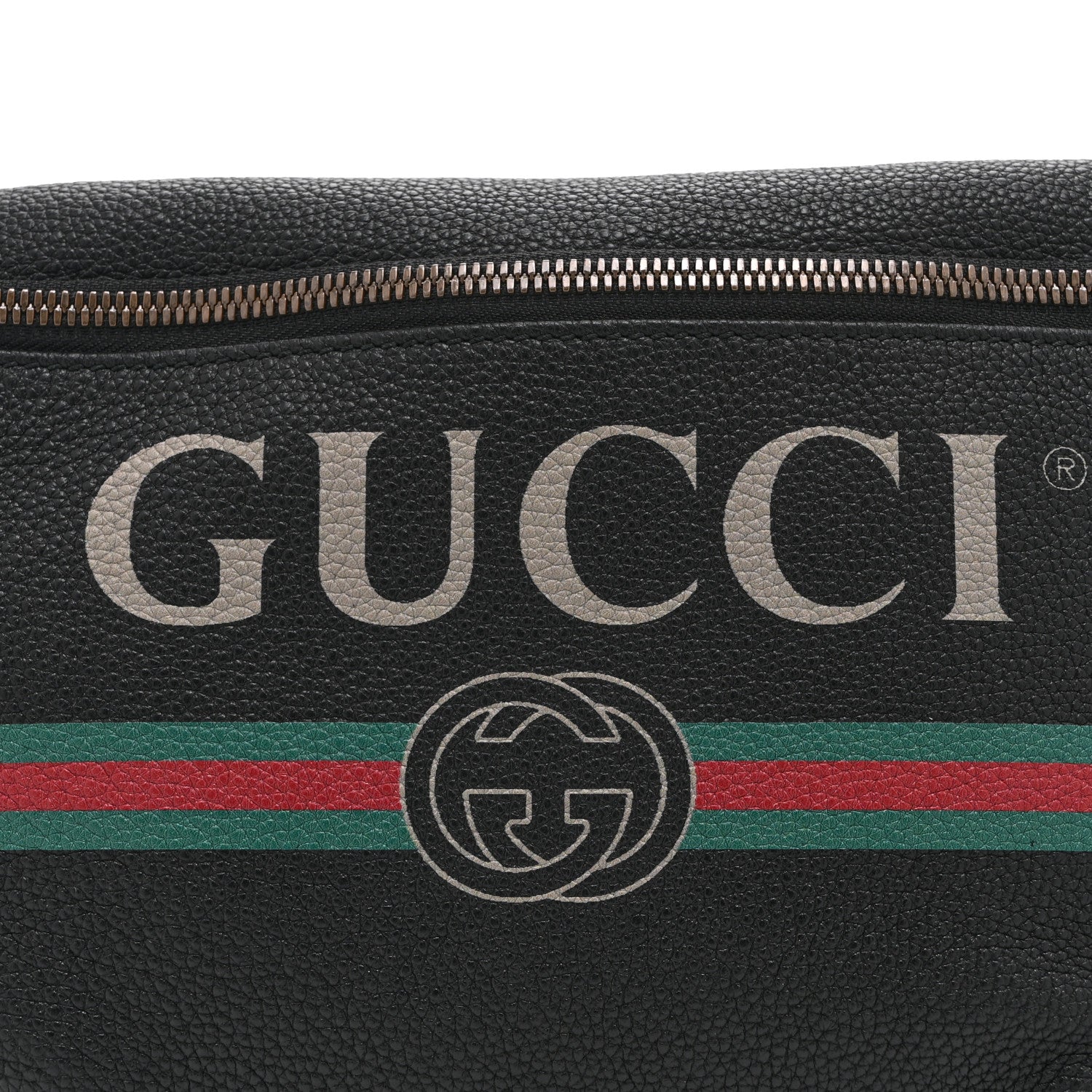 Gucci Grained Calfskin Logo Belt Bag Black 9 of 11