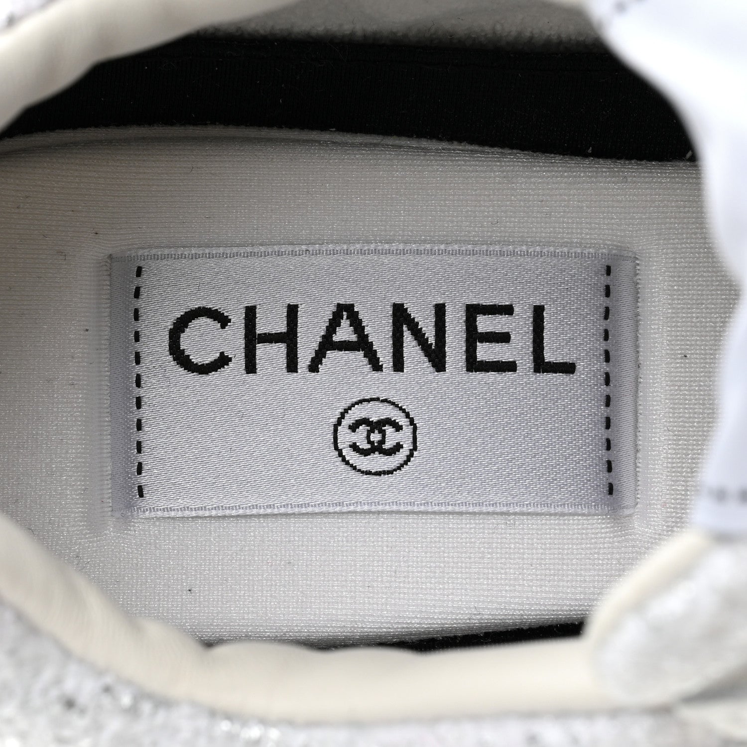 Chanel Painted Iridescent Cotton Tweed Suede Calfskin Womens CC Sneakers 39.5 White Silver Multicolor 7 of 8