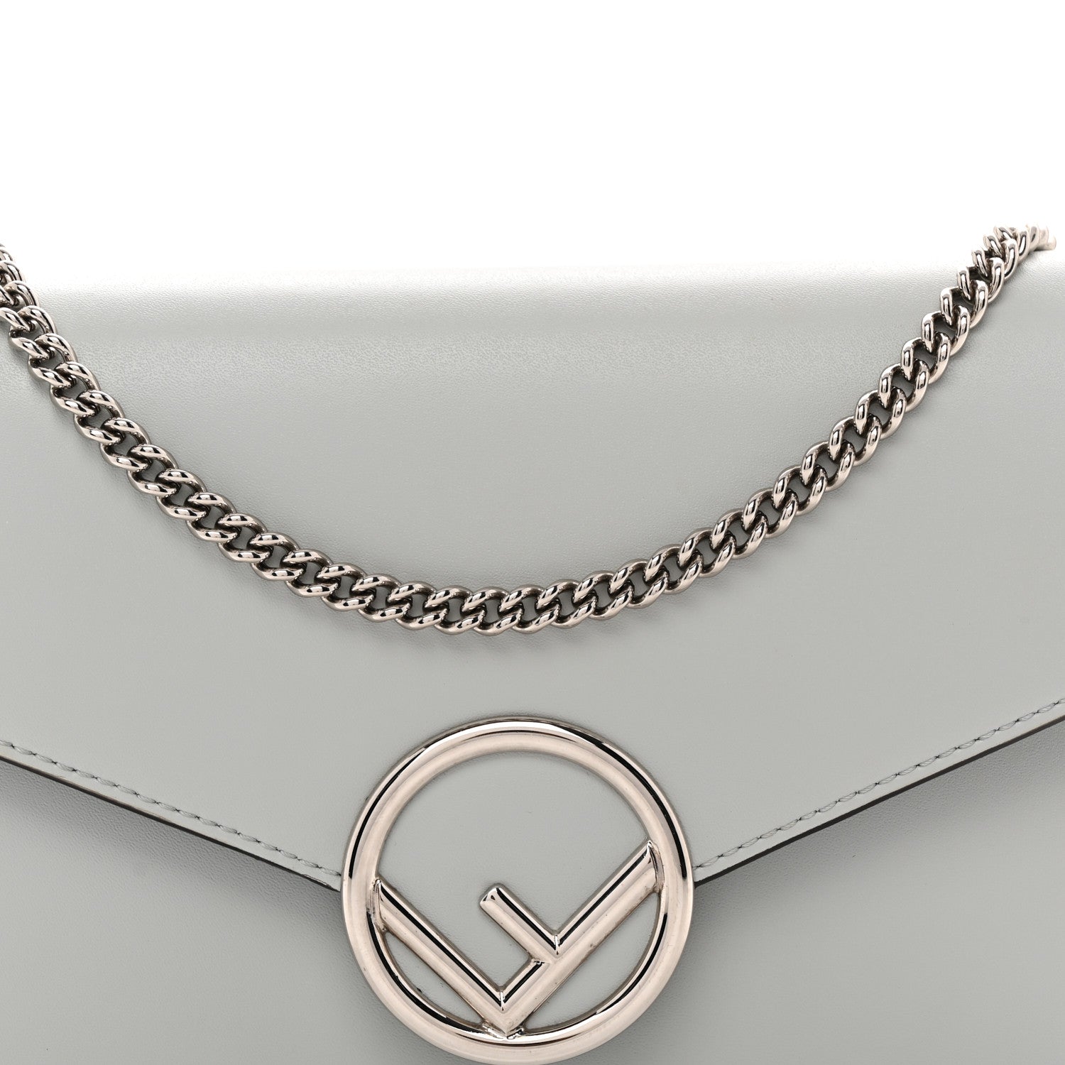 Fendi Vitello Cruise F is Fendi Medium Envelope Wallet on Chain Grigio Perla 8 of 10
