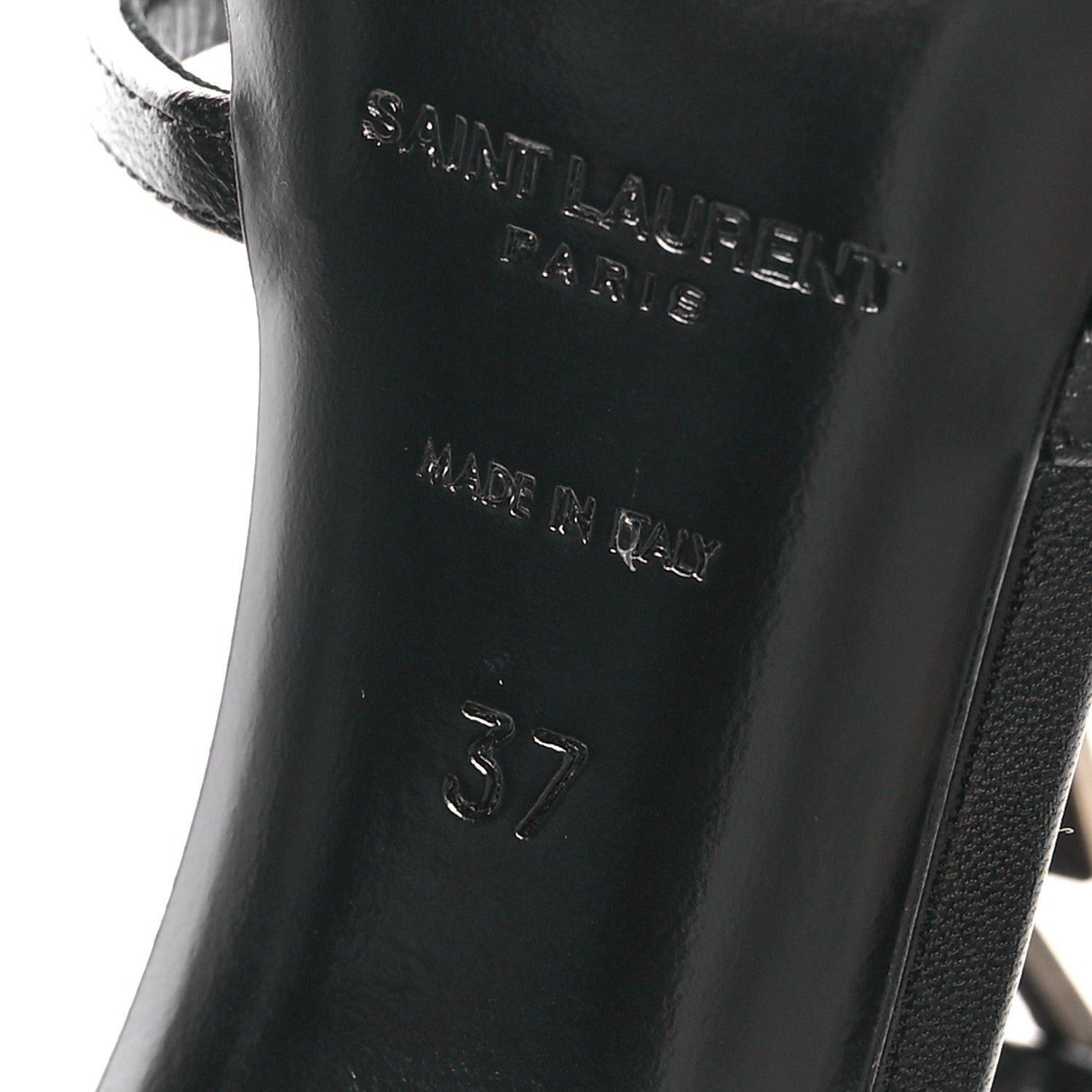 Saint Laurent Calfskin Cassandra 100 Ankle Strap Sandals 37 Black 7 of 9