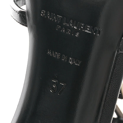 Saint Laurent Calfskin Cassandra 100 Ankle Strap Sandals 37 Black 7 of 9