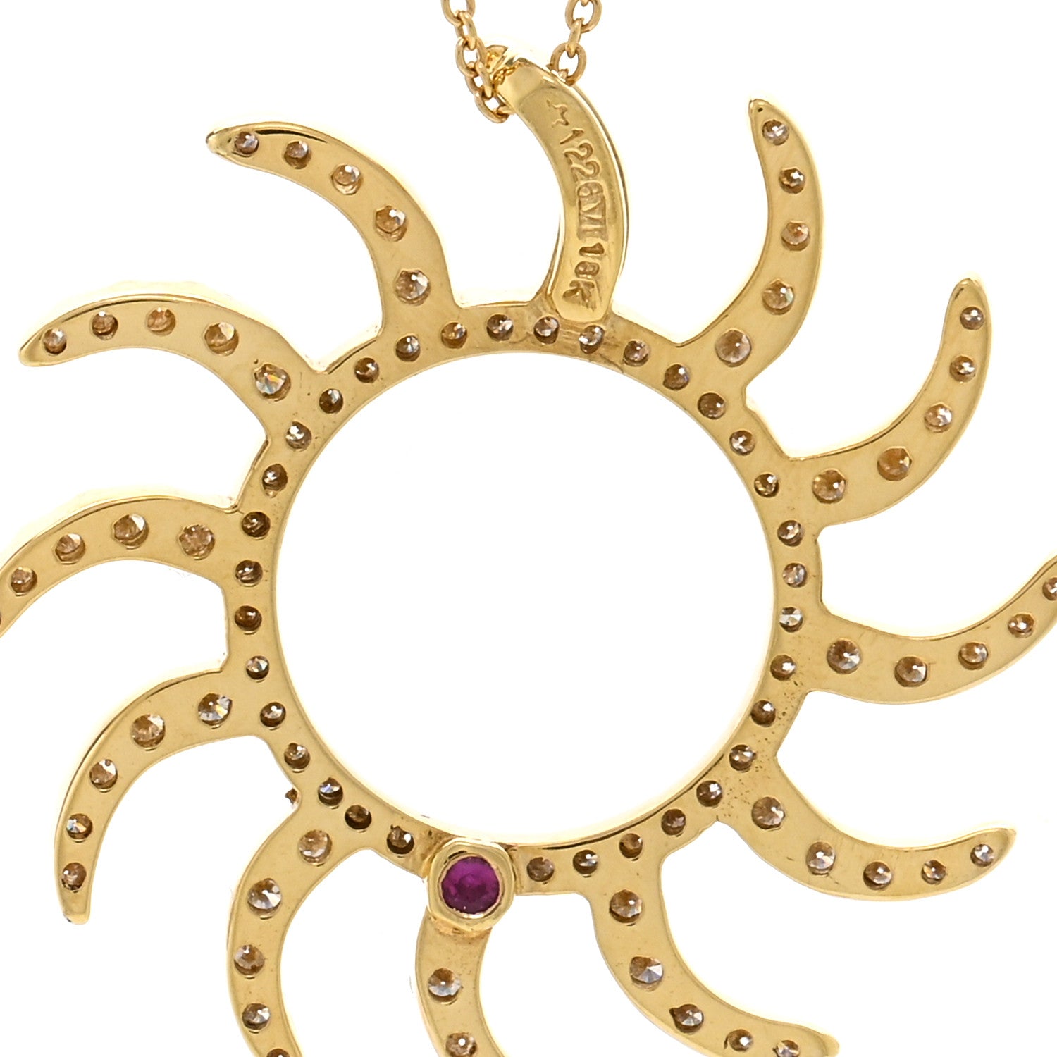 Roberto Coin 18K Yellow Gold Diamond Sun Pendant Necklace 4 of 4