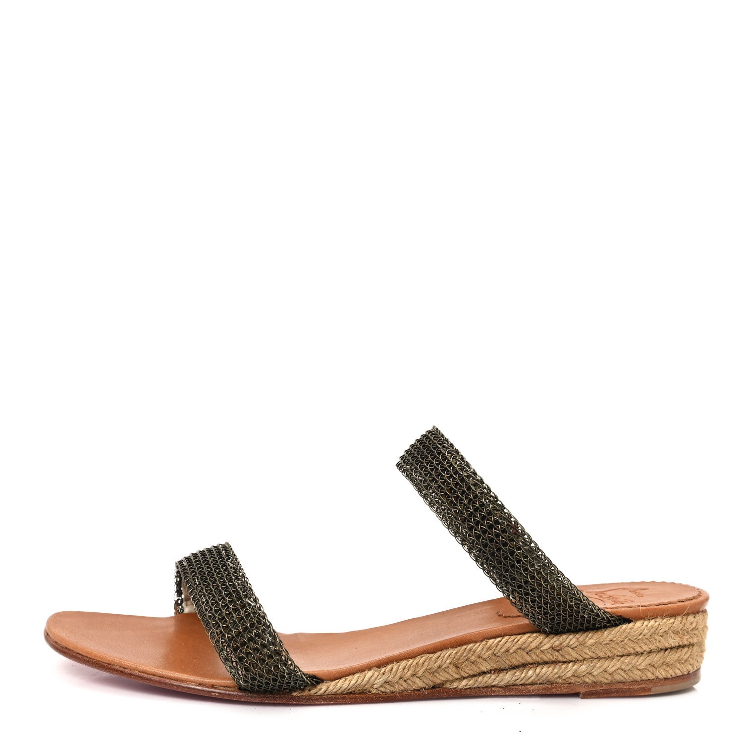 Christian Louboutin Rope Cadena Flat Chain Sandals 37 Gold Beige 1 of 9