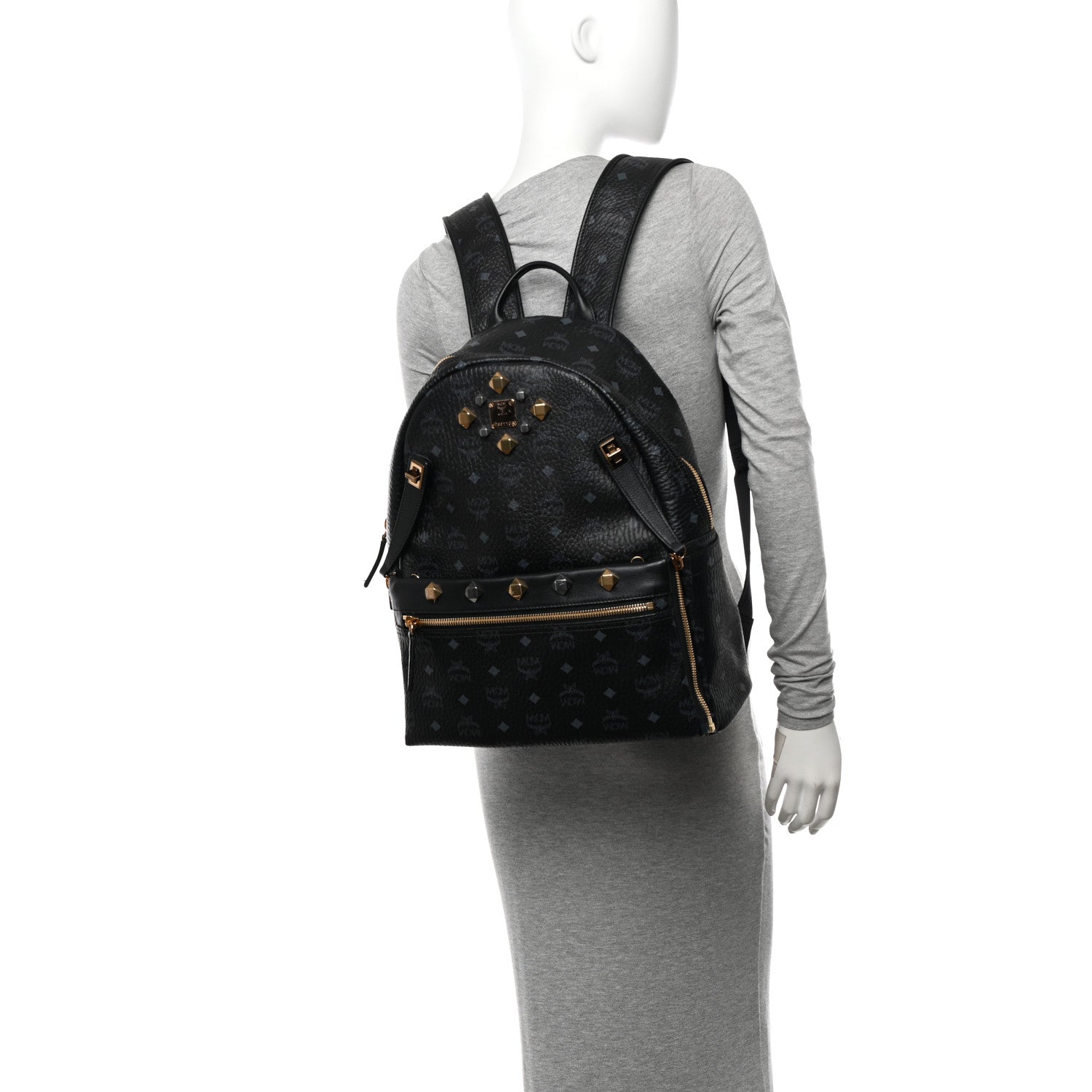 MCM Visetos Studded Medium Dual Stark Backpack Black 2 of 15