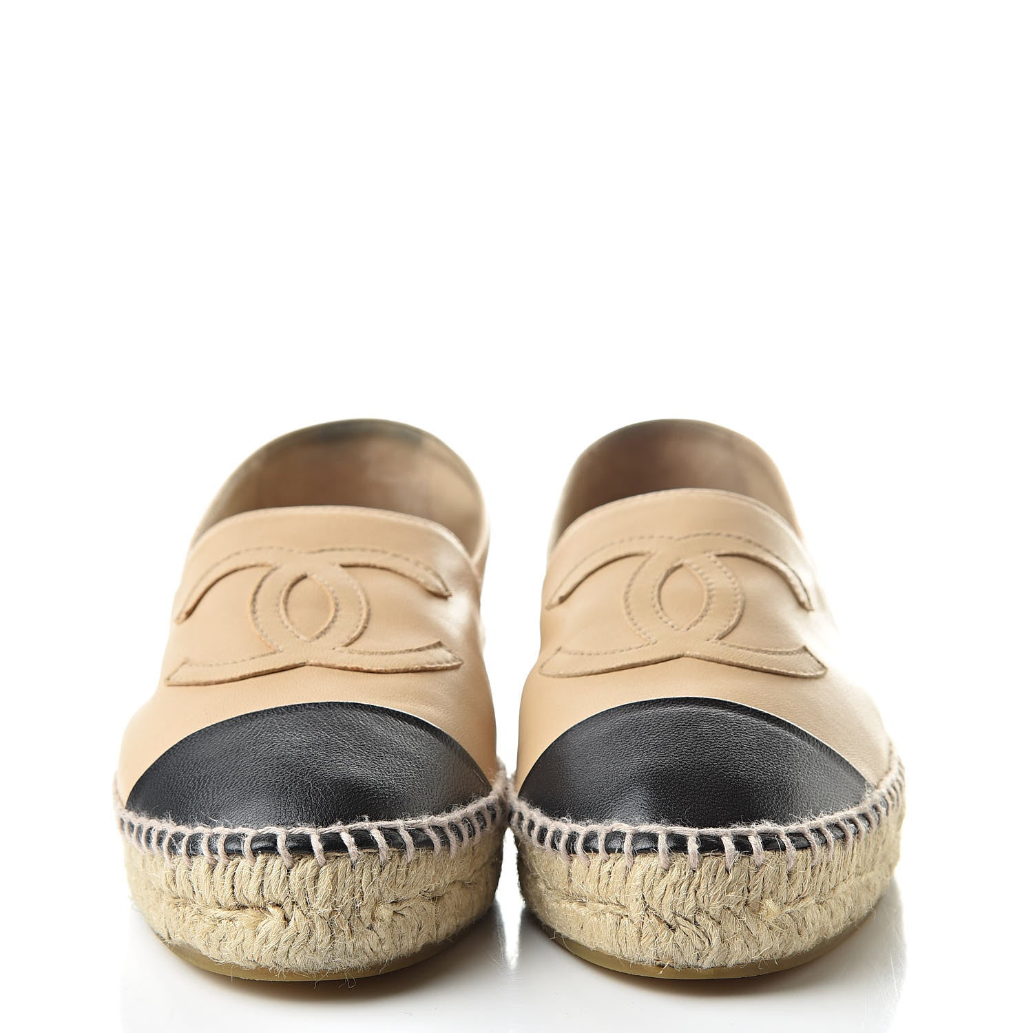 Chanel Lambskin CC Espadrilles 38 Beige Black 2 of 15