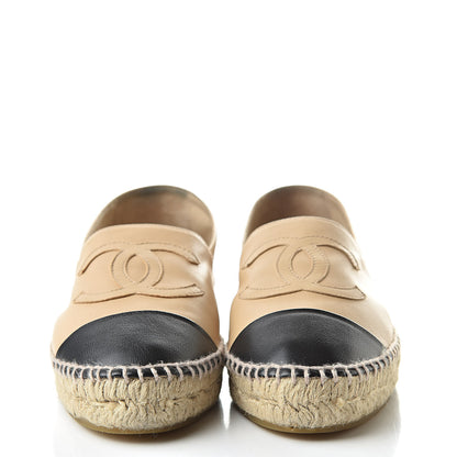 Chanel Lambskin CC Espadrilles 38 Beige Black 2 of 15