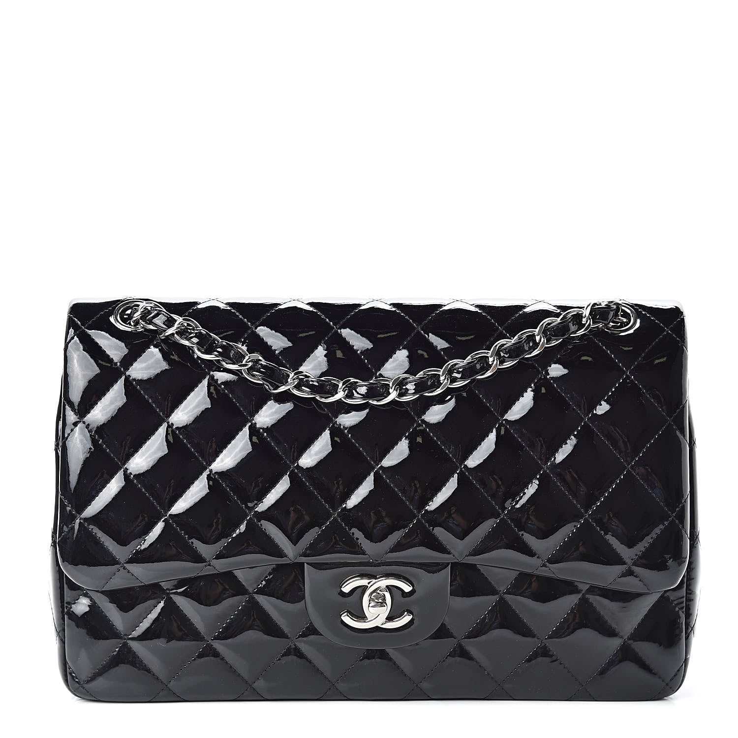 Chanel Patent Quilted Jumbo Double Flap Black 1 of 17