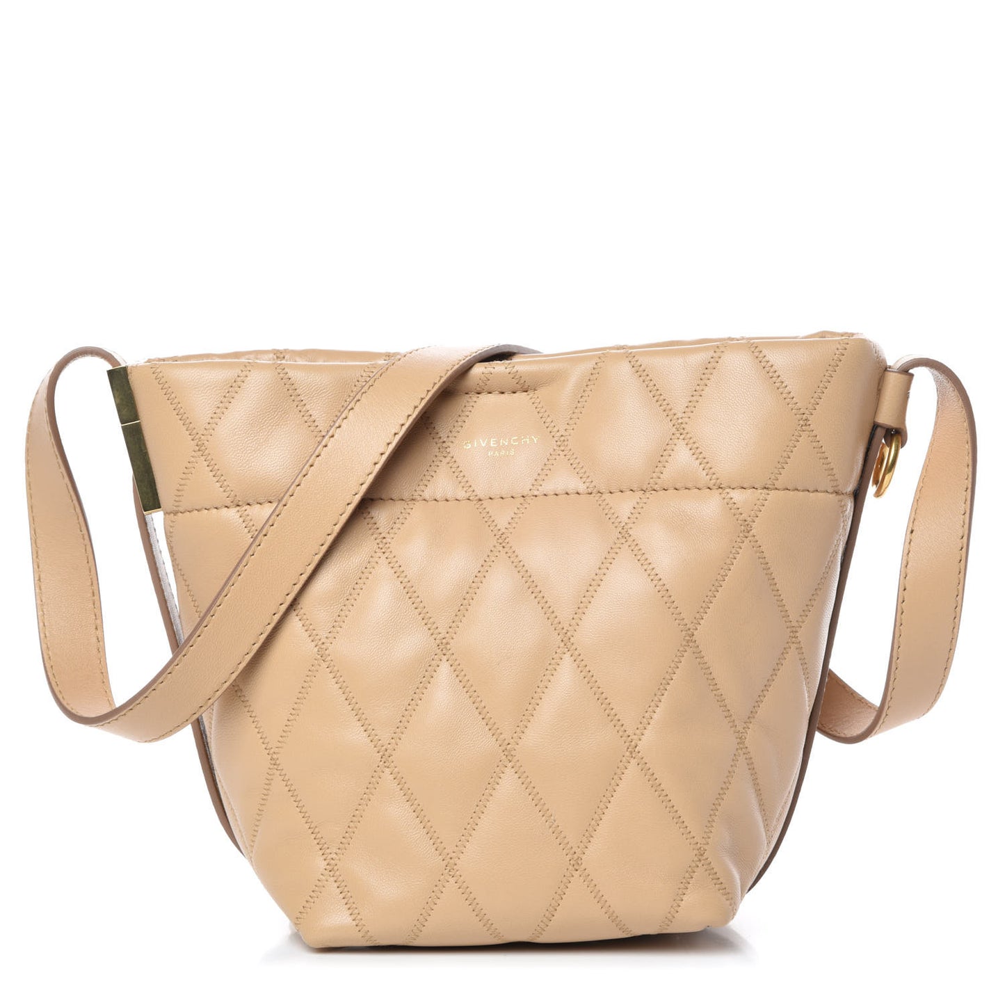 Lambskin Quilted Mini GV Bucket Bag Beige Camel