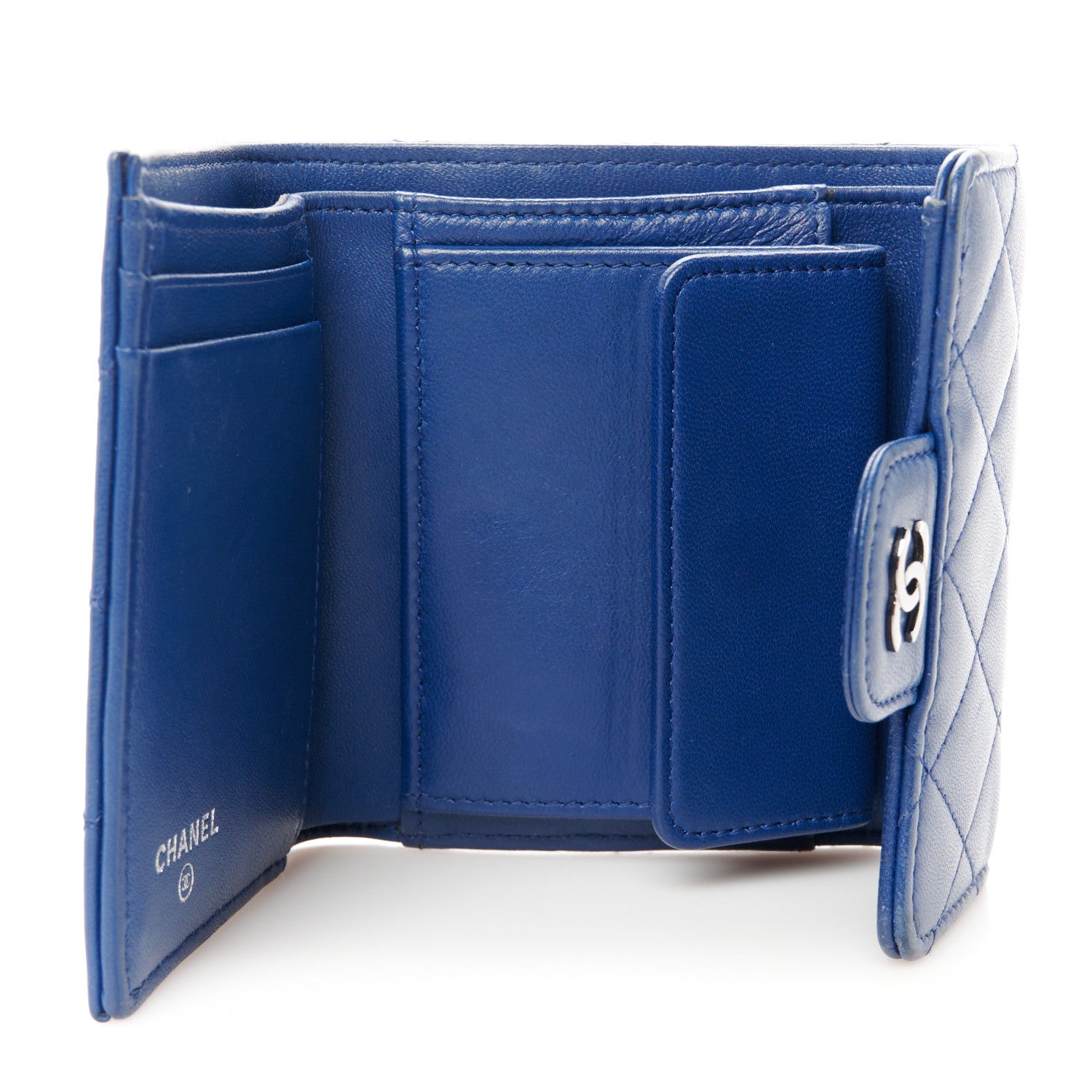 Chanel Lambskin Quilted Small Flap Wallet Blue 6 of 9