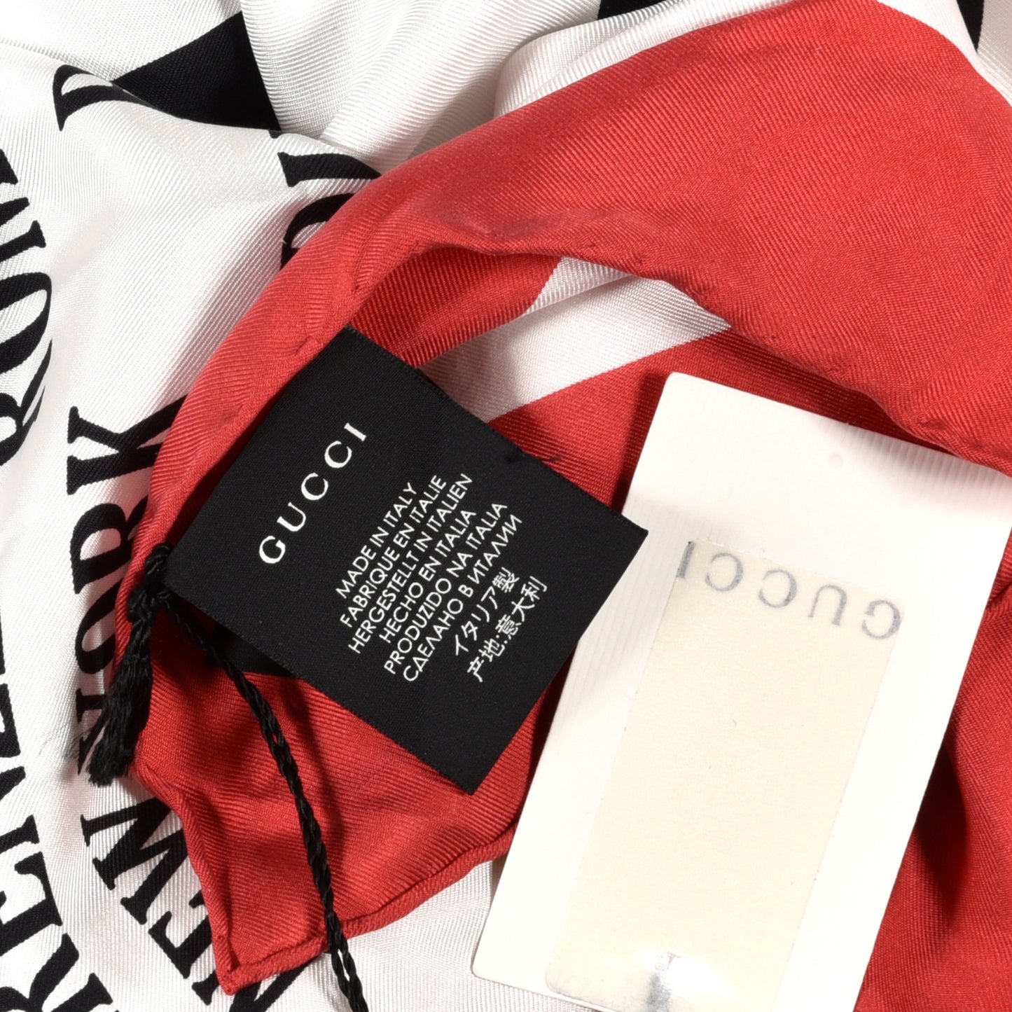 Silk Gucci World Square Scarf Ivory Red