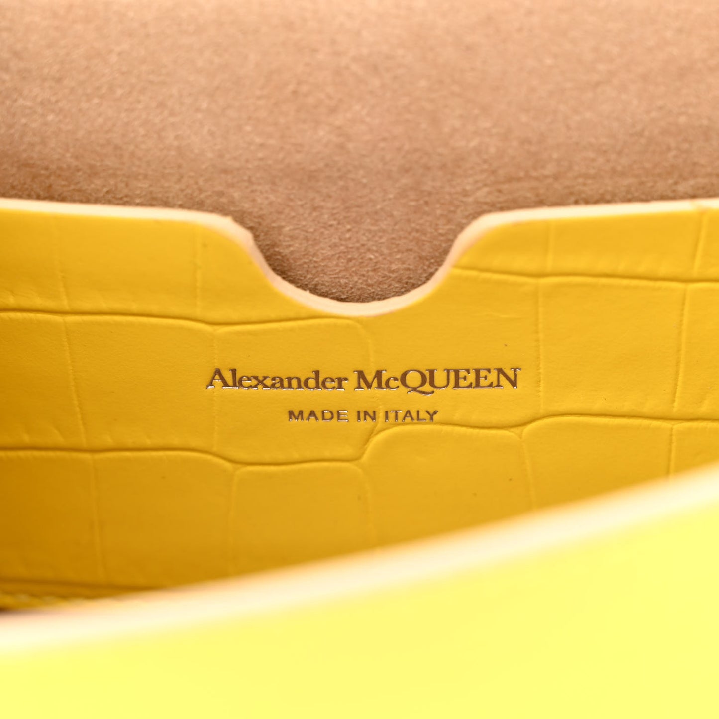 Calfskin Crocodile Embossed Skull Mini Crossbody Bag Yellow
