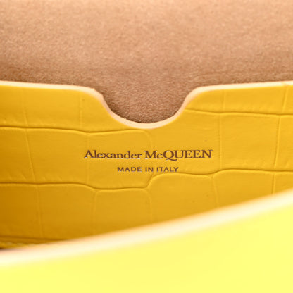 Alexander McQueen Calfskin Crocodile Embossed Skull Mini Crossbody Bag Yellow 6 of 12