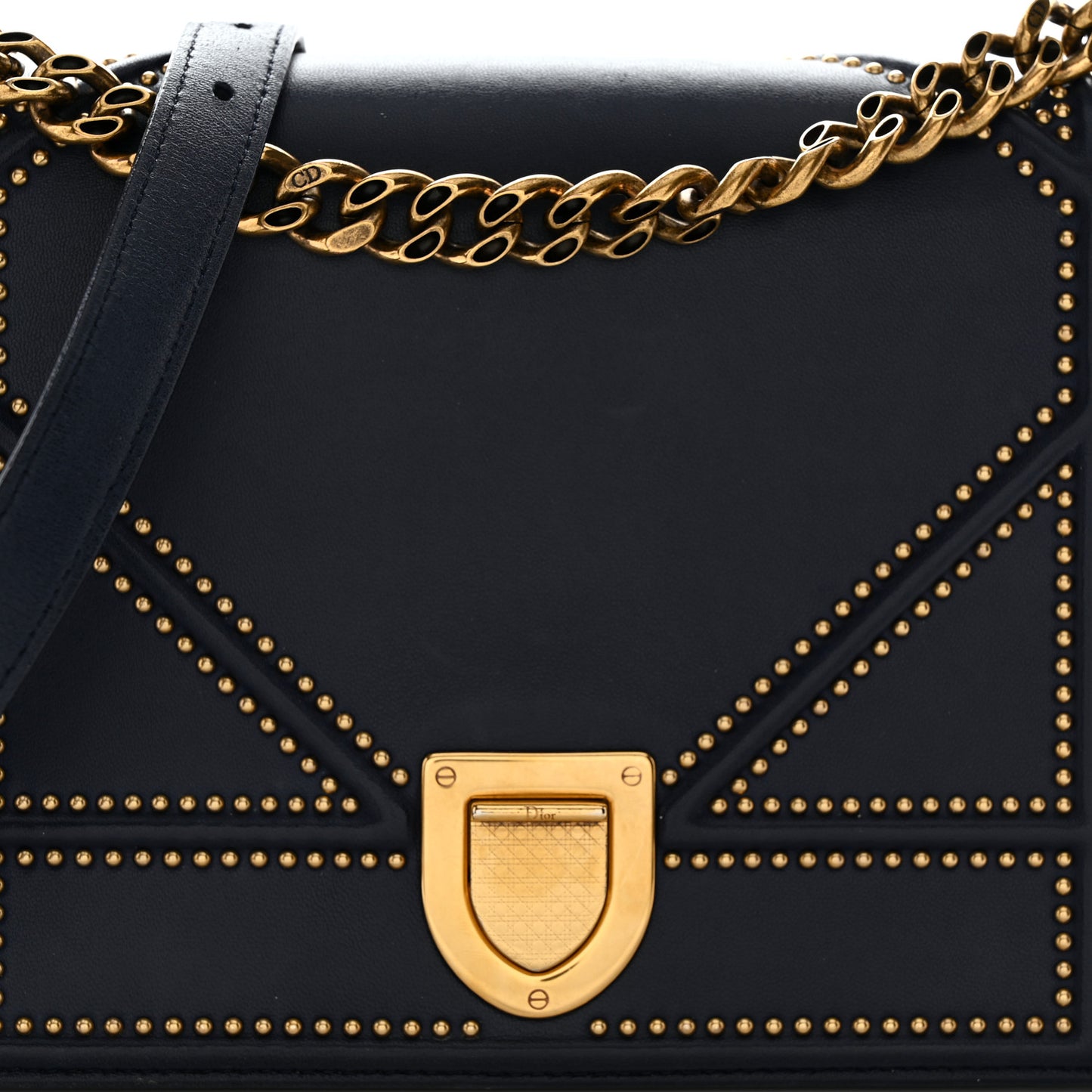 Lambskin Studded Medium Diorama Flap Bag Blue