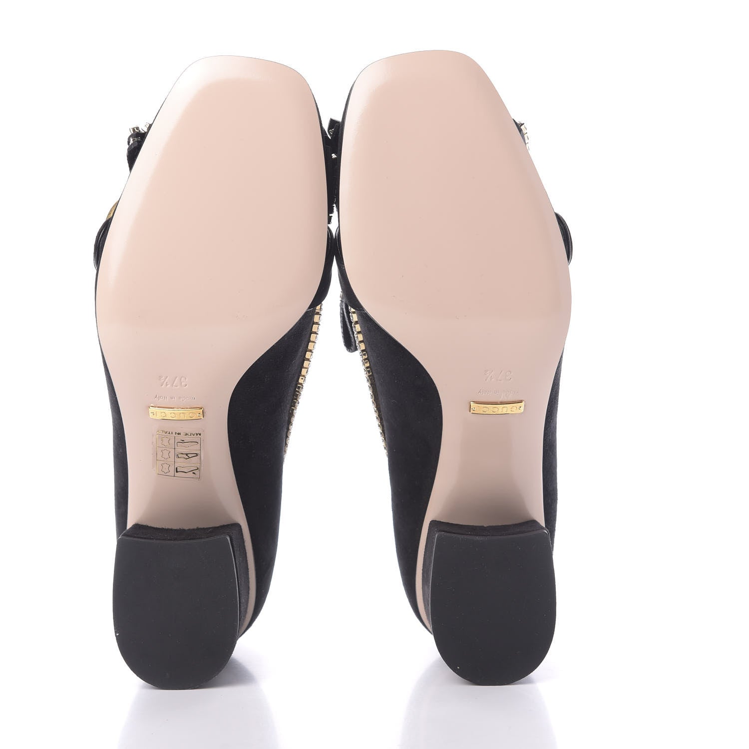 Gucci Kid Scamosciato Crystal GG Marmont Fringe 50mm Loafer Pumps 37.5 Black 7 of 12